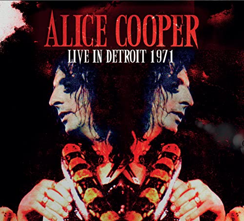 Alice Cooper album cover, “Live In Detroit 1971”, featuring a mirrored portrait.