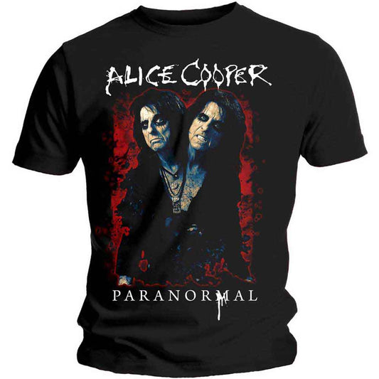 Black Alice Cooper t-shirt with a paranormal-themed portrait graphic.