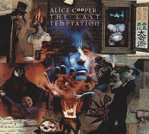 Alice Cooper's "The Last Temptation" CD cover, collage of dark, surreal imagery.