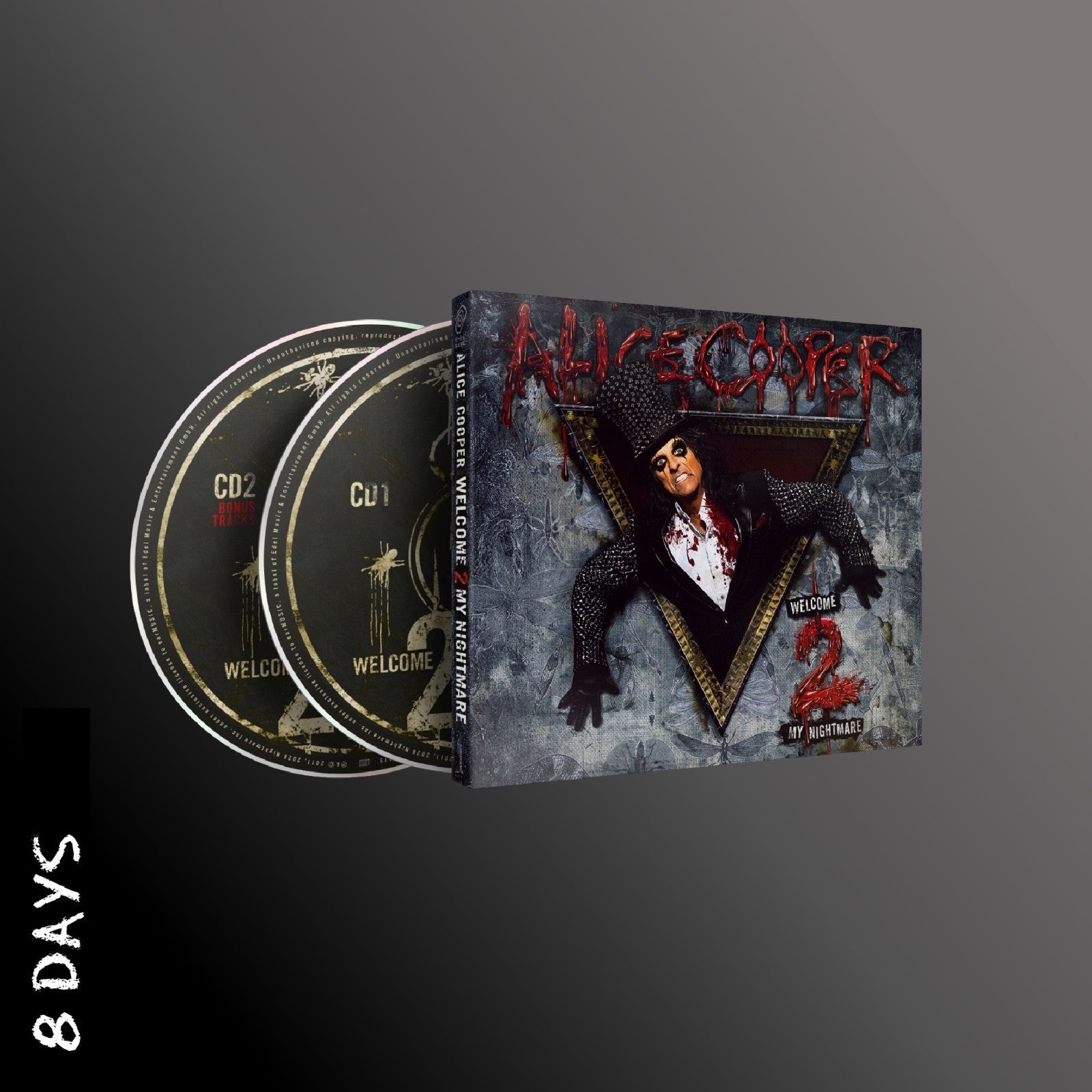 Alice Cooper "Welcome 2 My Nightmare" CD case, dark and dramatic imagery.