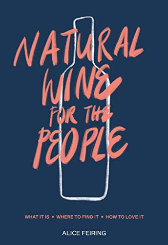 Book cover with pink text over a white wine bottle outline on blue background.