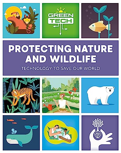 Book cover with illustrations of animals, plants, and technology.