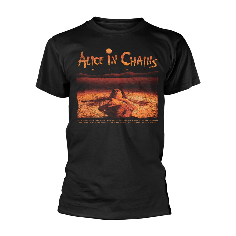Black t-shirt displaying the "Dirt" album cover art by Alice in Chains.