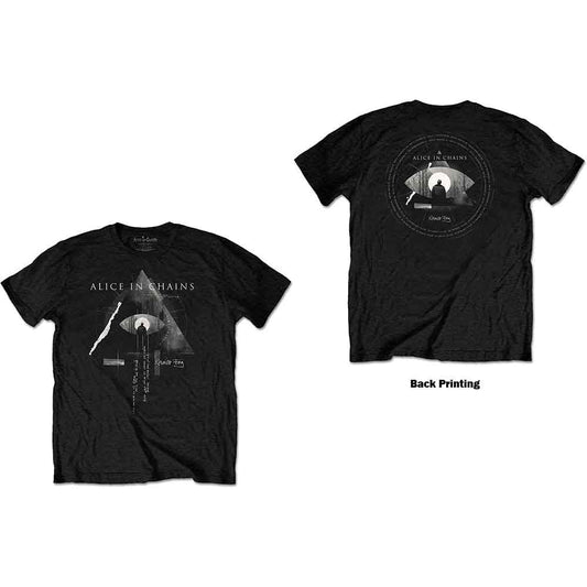Black Alice in Chains t-shirt with Fog Mountain band logo design.