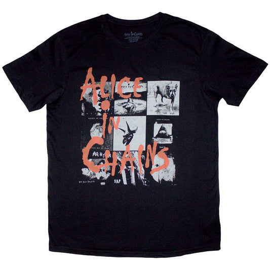Unisex t-shirt featuring a montage of Alice In Chains album covers.
