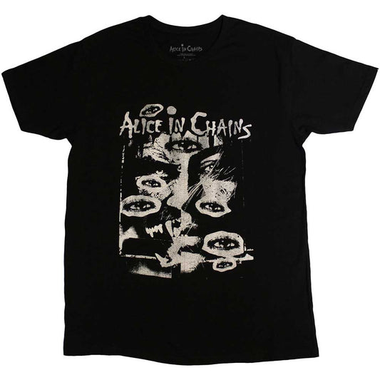 Black t-shirt featuring Alice In Chains' "All Eyes" artwork, size small.