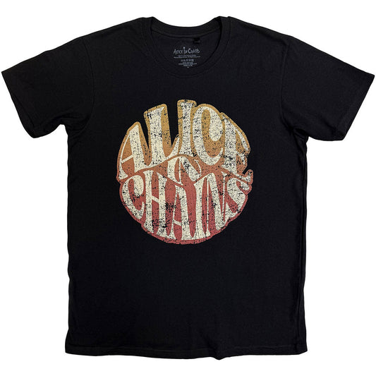 Black t-shirt with a red and orange gradient "Alice In Chains" logo.