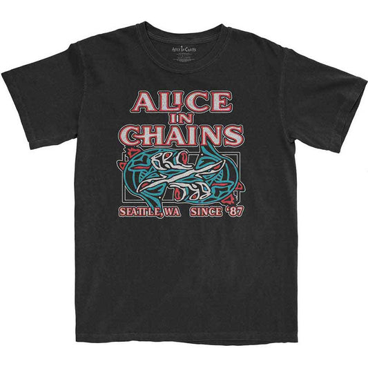 Black t-shirt with Alice In Chains' totem fish graphic, size XX-Large.
