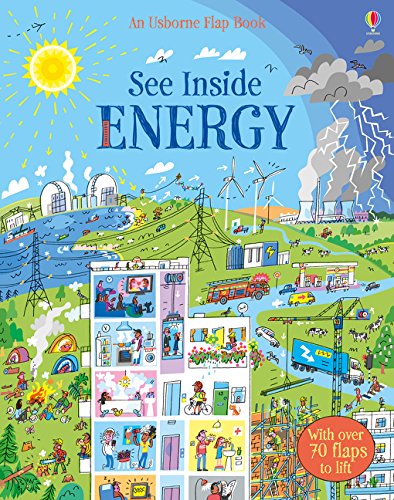 Children's book cover illustrating various energy sources and a cityscape.