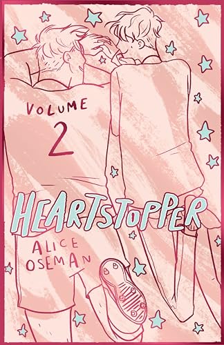 Cover of "Heartstopper Volume 2" graphic novel, two boys and stars.