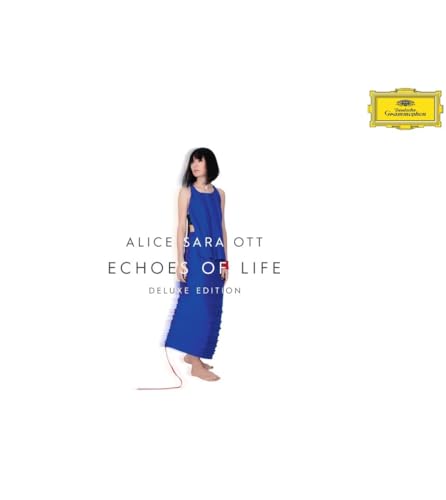 CD cover: Alice Sara Ott in blue dress, white background.