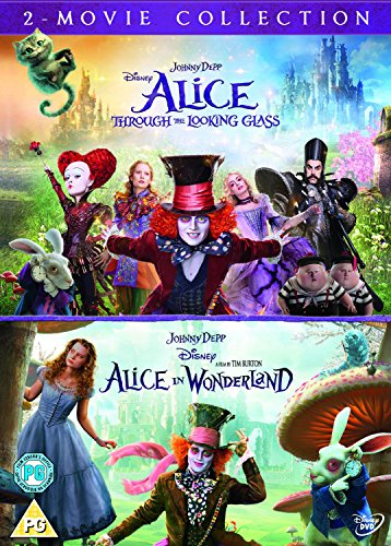 Purple DVD case with "Alice Through the Looking Glass" and "Alice in Wonderland" covers.