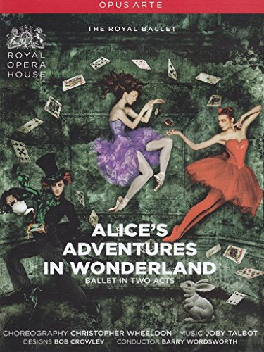 “Alice’s Adventures in Wonderland” ballet DVD cover featuring dancers and playing cards.