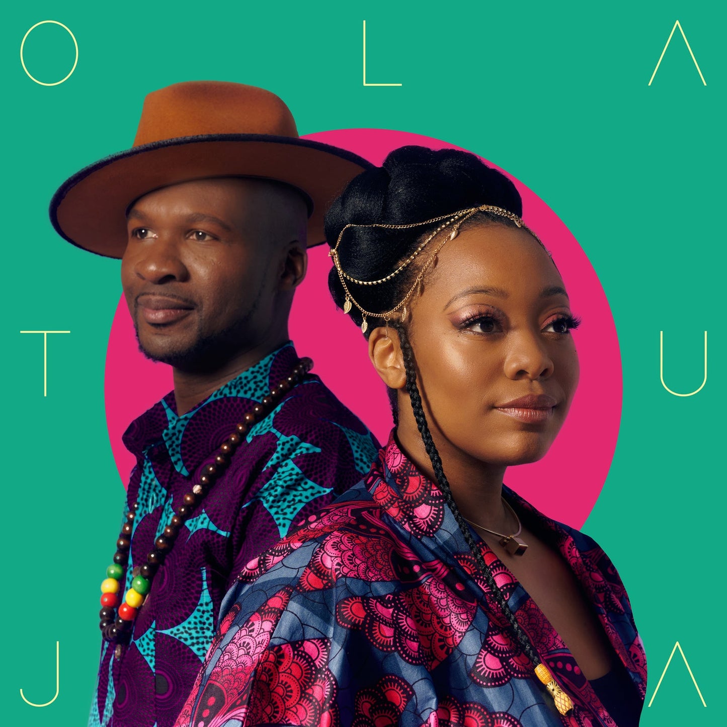 Album cover featuring two people in colorful patterned clothing.