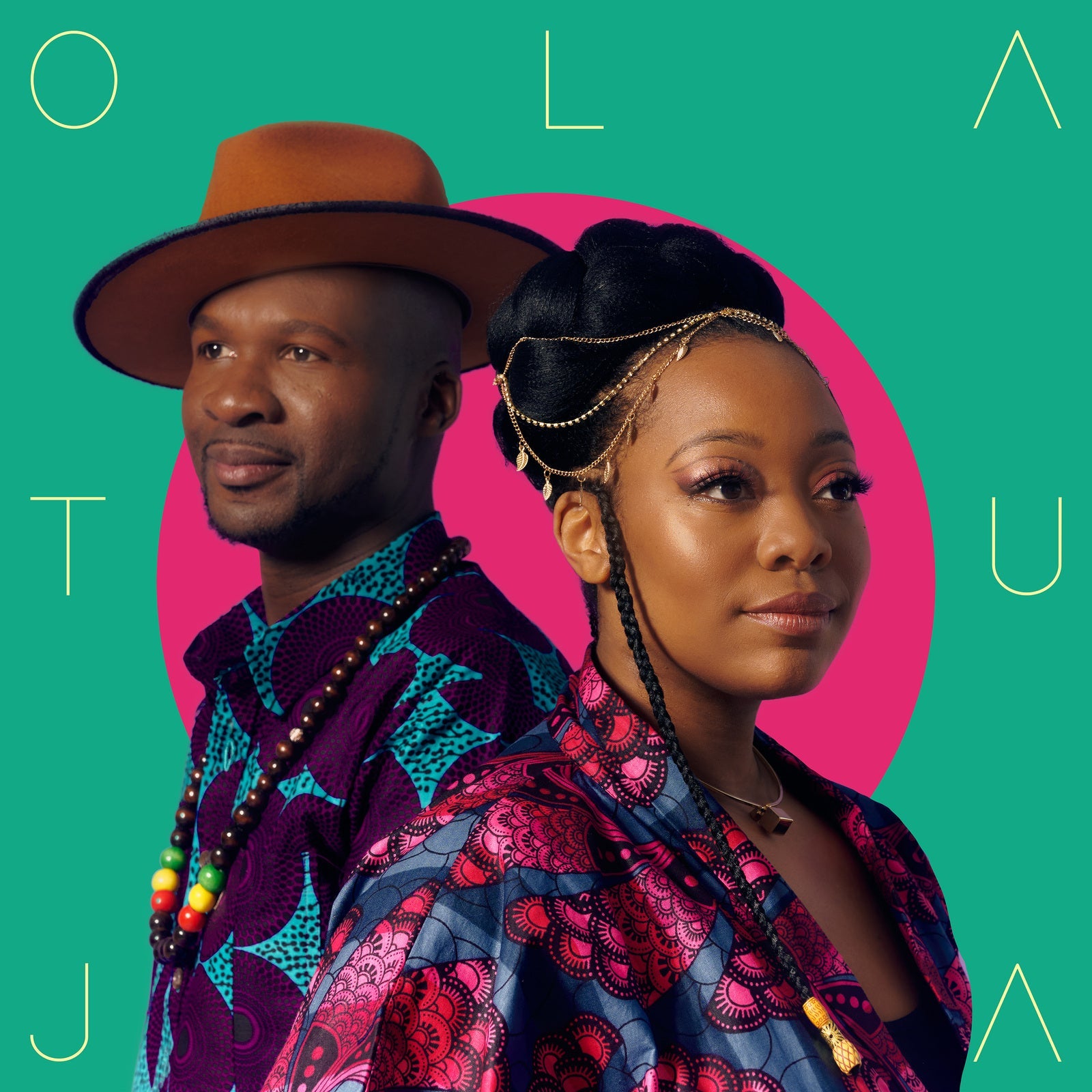 Album cover featuring two people in colorful patterned clothing.