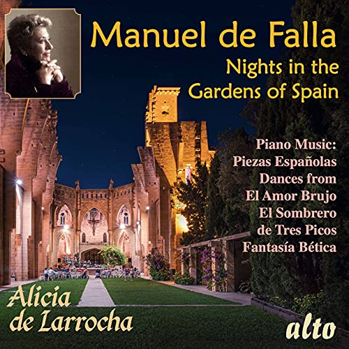 CD cover featuring Alicia de Larrocha and a Spanish cathedral at night.