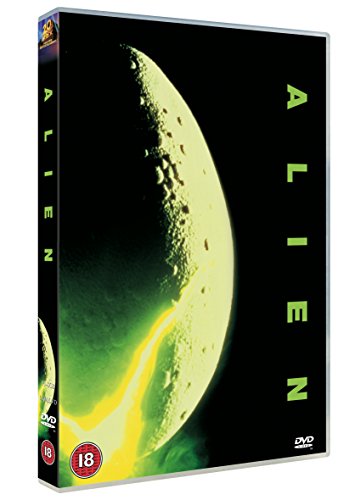 Alien DVD cover featuring a crescent planet against a black background with green text.