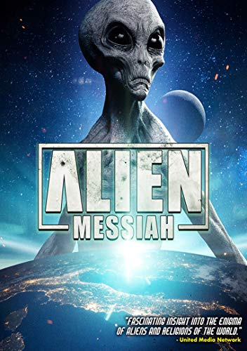"Alien Messiah DVD cover featuring a grey alien and earth from space."