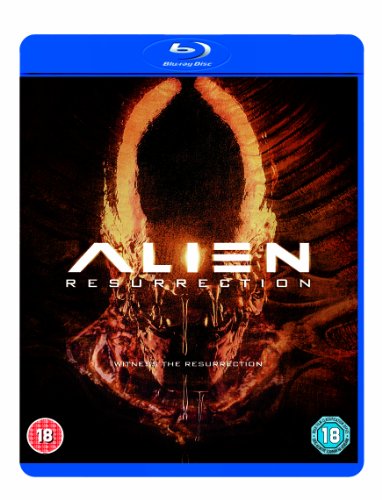 Blu-ray cover for Alien Resurrection featuring an alien creature silhouette against a dark background.
