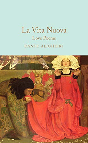 Book cover: “La Vita Nuova” with Renaissance painting of a veiled woman.