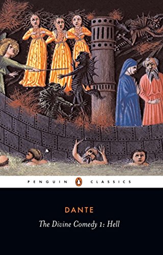 Book cover featuring a medieval illustration of figures and demons in a landscape.