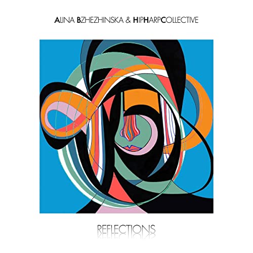 Album cover for Alina Bzhezhinska's "Reflections" featuring abstract, colorful shapes.