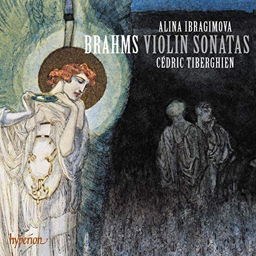 Brahms Violin Sonatas CD cover featuring a sketch of a woman and two men.