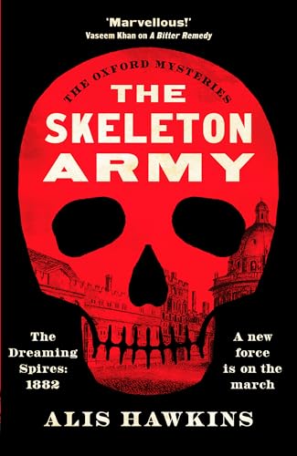 Book cover: red skull with cityscape inside, title “The Skeleton Army”.