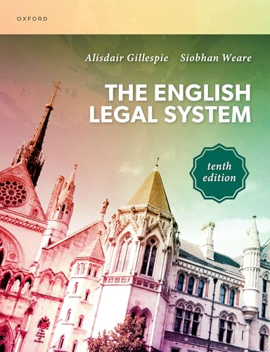 Book cover: “The English Legal System,” tenth edition, with cathedral image.