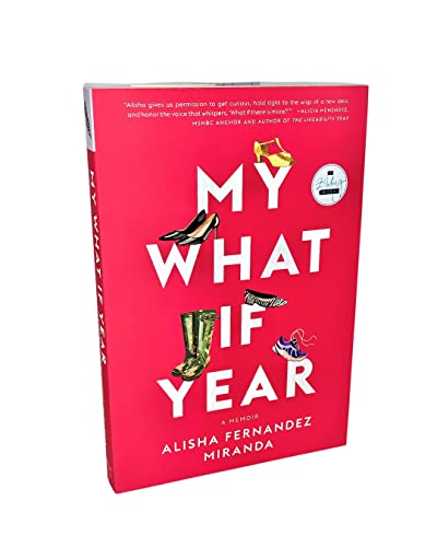 Book cover for My What If Year with pink background and various shoe illustrations.