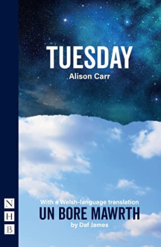 Play script cover with starry sky, clouds, and bilingual titles.