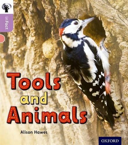 Book cover featuring a woodpecker pecking at a tree, titled “Tools and Animals.”