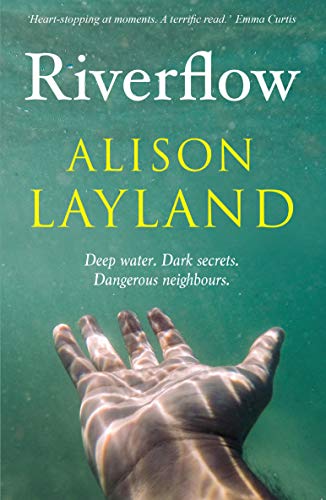 Book cover for “Riverflow” with a hand reaching up through water.