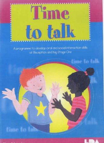 Book cover titled Time to Talk showing two children interacting against a blue background.