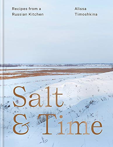 Cookbook cover with snowy landscape and title "Salt & Time.