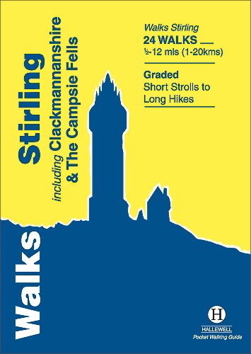 Yellow and blue cover of a walking guide to Stirling and surrounding areas.