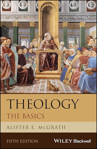 Book cover: “Theology: The Basics” with Renaissance-style painting.