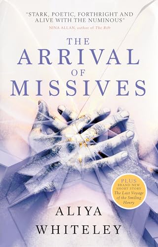 Book cover: hands holding glowing objects against a pale blue, fractured background.
