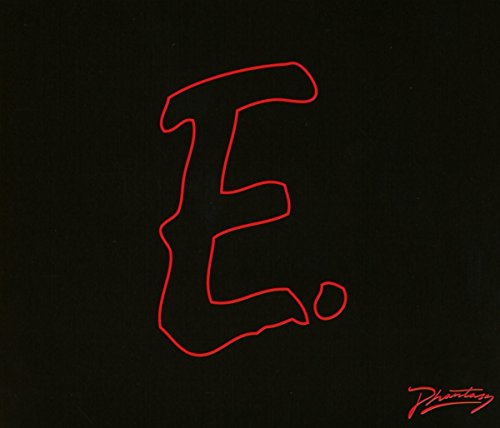 Red neon-style letter "E" on black background, album artwork.