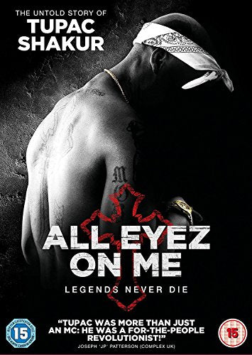 DVD cover for “All Eyez On Me” biopic about Tupac Shakur.