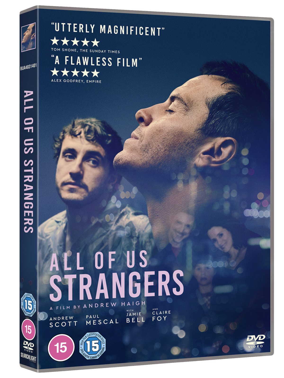 DVD cover for “All Of Us Strangers” featuring Andrew Scott and Paul Mescal.