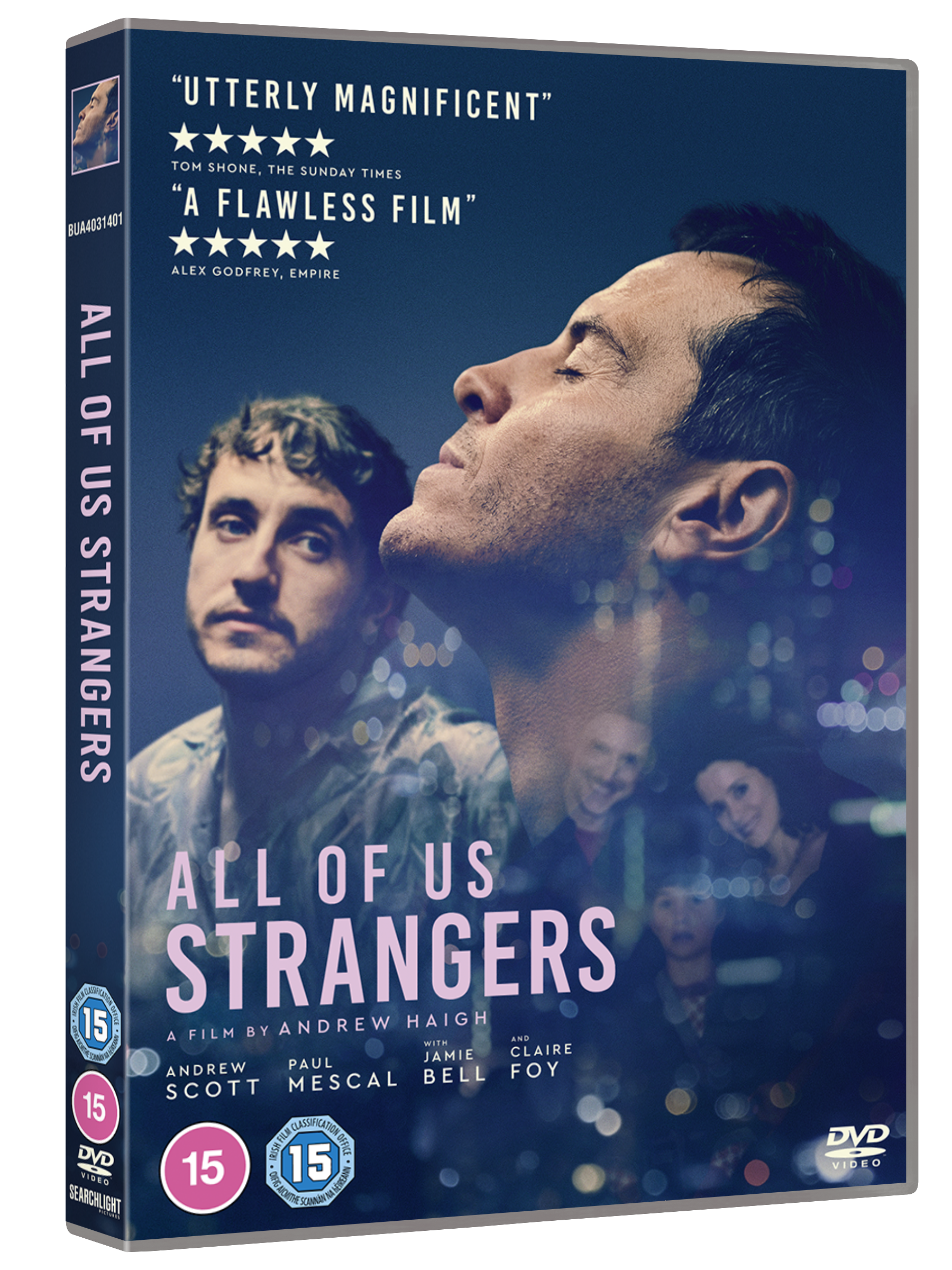 DVD cover for “All Of Us Strangers” featuring Andrew Scott and Paul Mescal.
