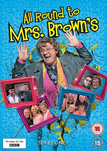 DVD cover of "All Round To Mrs Brown's" with colorful frames and a central character.