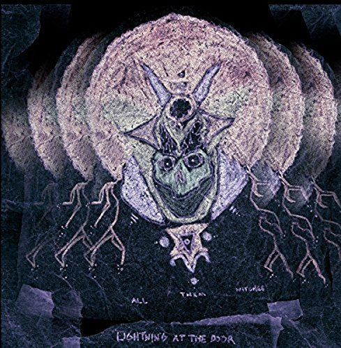 Album cover featuring a stylized, dark, layered illustration of a face and lightning bolts.