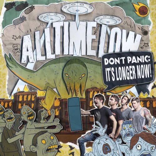 Album cover for All Time Low’s “Don’t Panic: It’s Longer Now” with band photo.