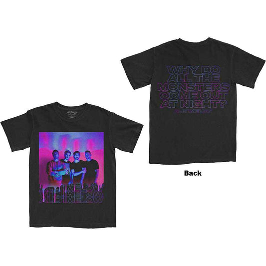 Black unisex t-shirt featuring a blurry monster graphic printed on the back.