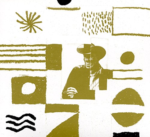 Abstract gold and white album cover featuring a man in a hat.