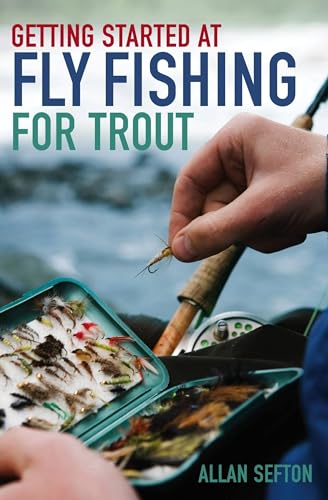Book cover: “Getting Started at Fly Fishing for Trout” with fishing fly.
