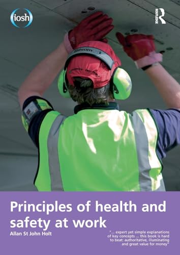 Book cover: worker in safety gear, titled “Principles of Health and Safety at Work.”