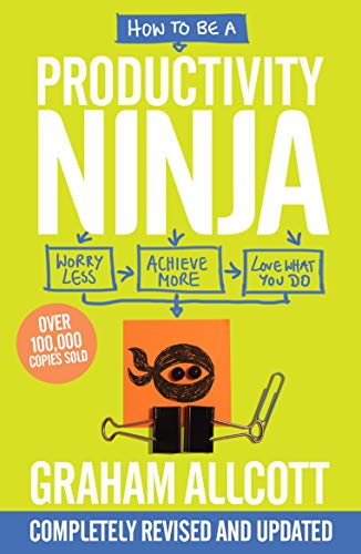 Book cover with large white text, a cartoon ninja, and yellow background.